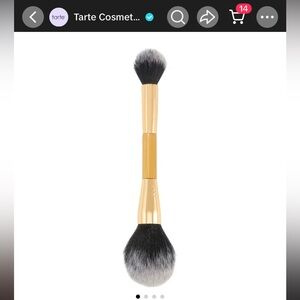 tarte Dual-Ended Makeup Brush in Gold with Black & Gray Bristles